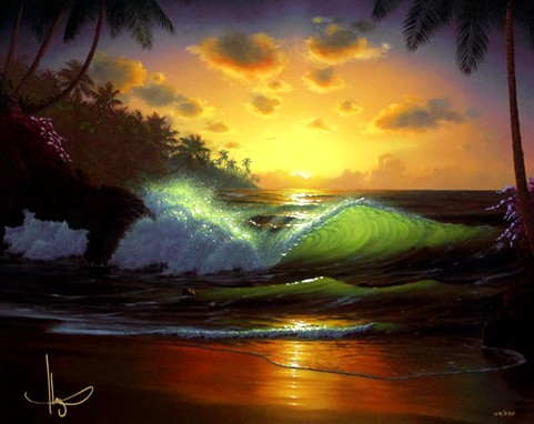 ジョン・アルホーグの絵画作品　タイトルは、タイムレスオーシャン　Timeless ocean